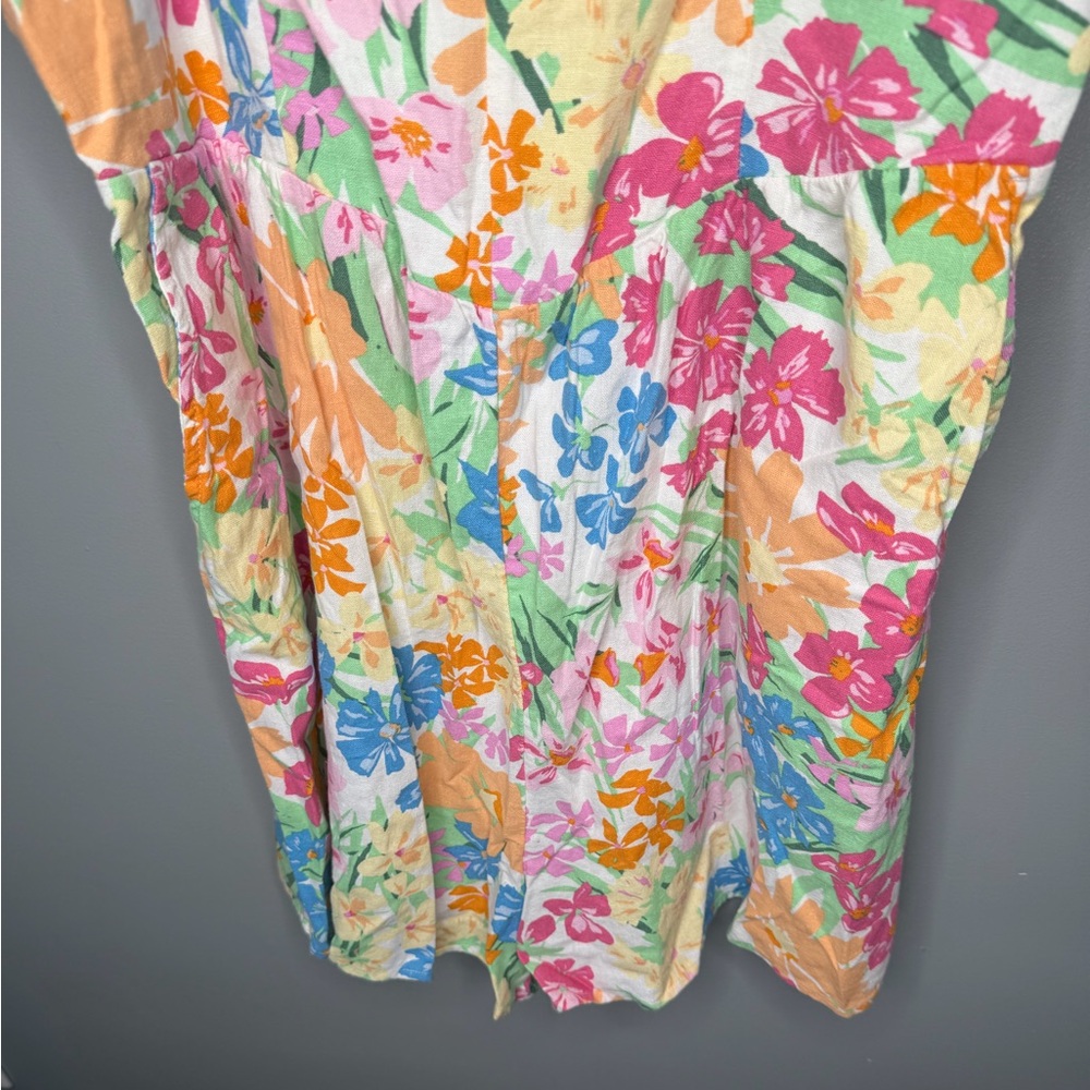 NWT Old Navy Fit and Flare Colorful Floral Linen Blend Romper - Picture 6 of 13